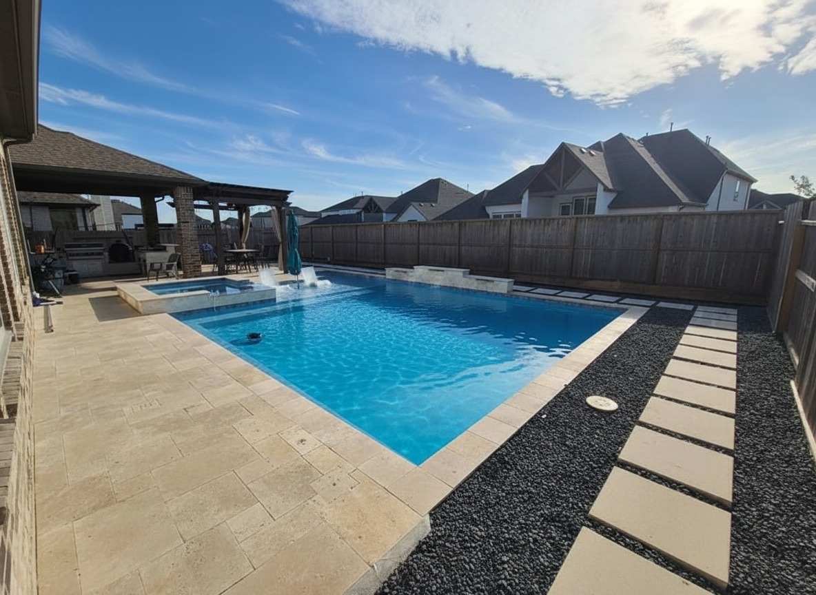 Completed pool and spa combination